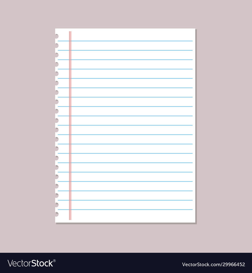 Notebook paper sheet blank notepad in line vector image Notebook paper sheet blank notepad in line