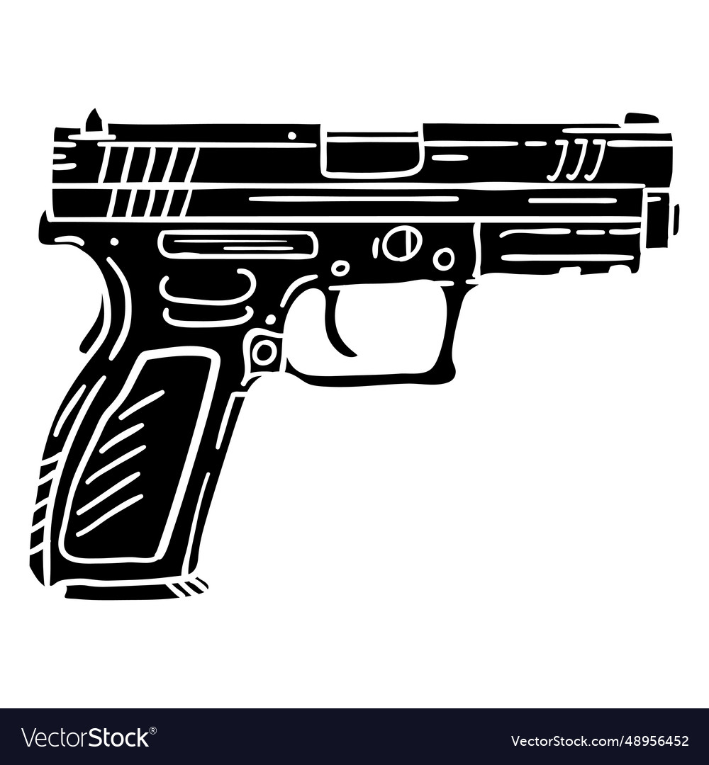 Police pistol black Royalty Free Vector Image - VectorStock