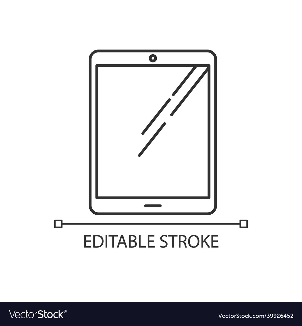 Tablet computer pixel perfect linear icon touch vector image Tablet computer pixel perfect linear icon touch