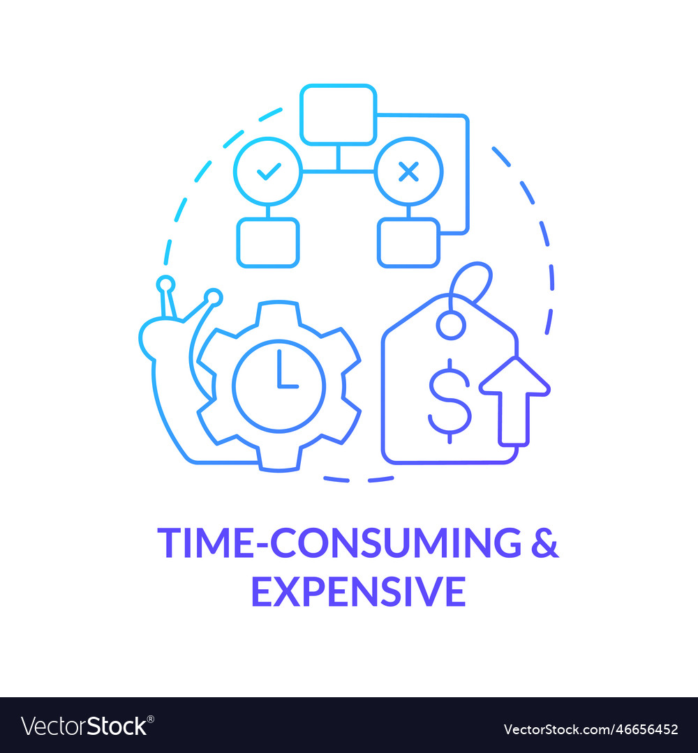 Time consuming and expensive blue gradient Vector Image