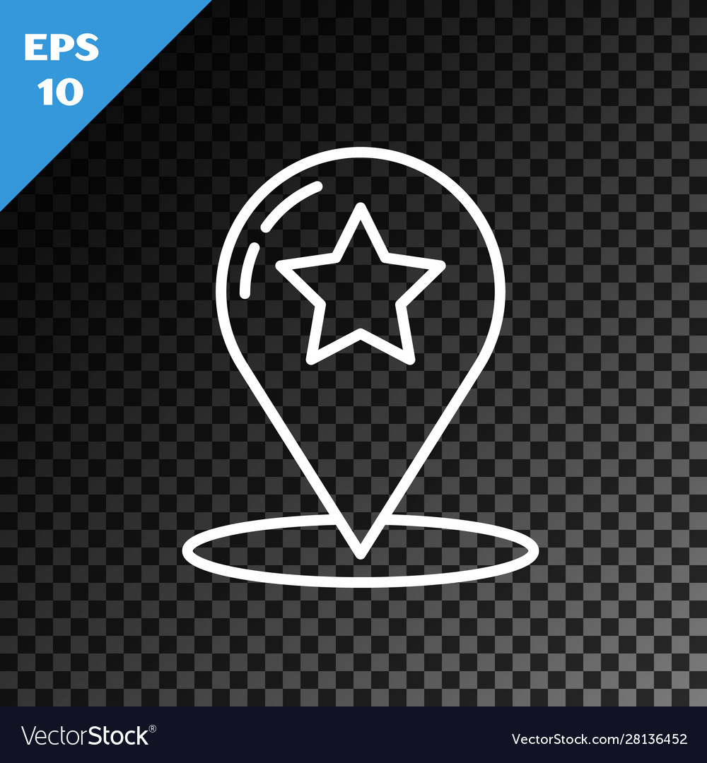 White line map pointer with star icon isolated vector image White line map pointer with star icon isolated