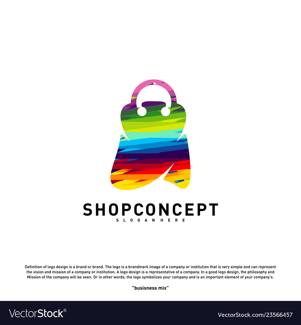 Colorful shop logo design concept shopping center