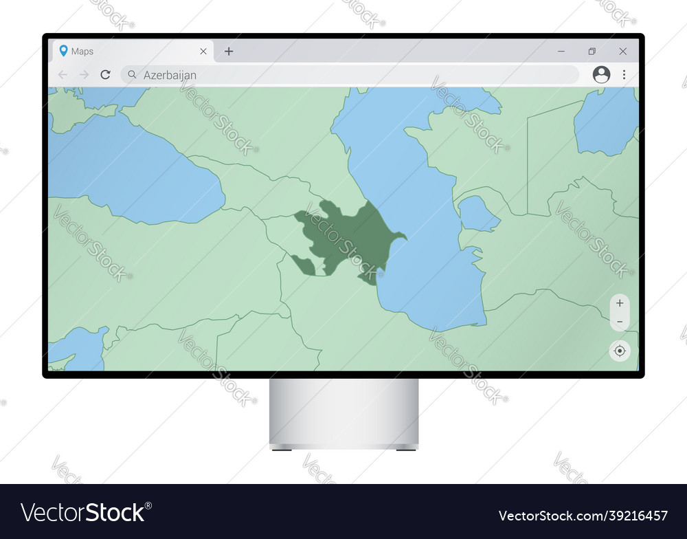 Computer monitor with map of azerbaijan Vector Image Computer monitor with map of azerbaijan