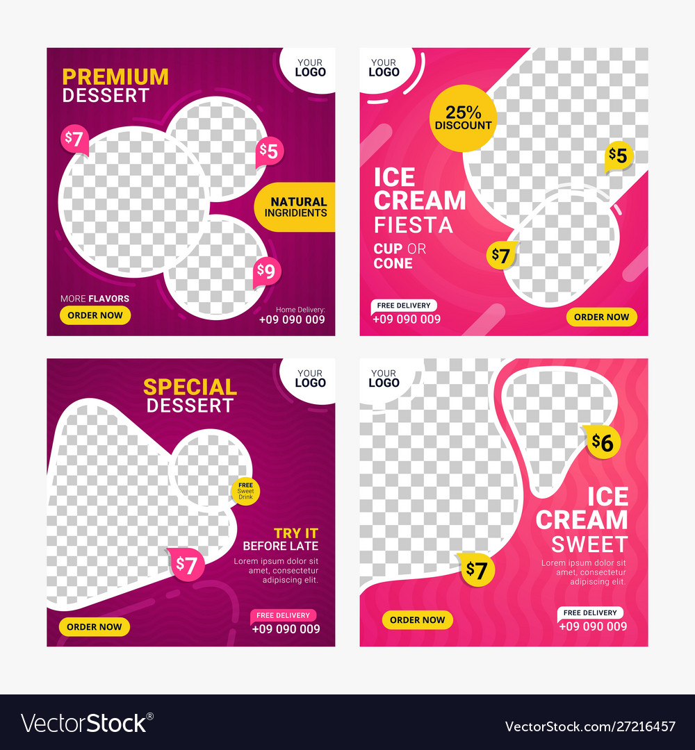 Food social media banners post template set