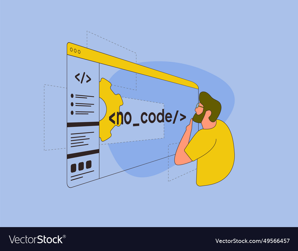 No-code web development simplify software vector image No-code web development simplify software