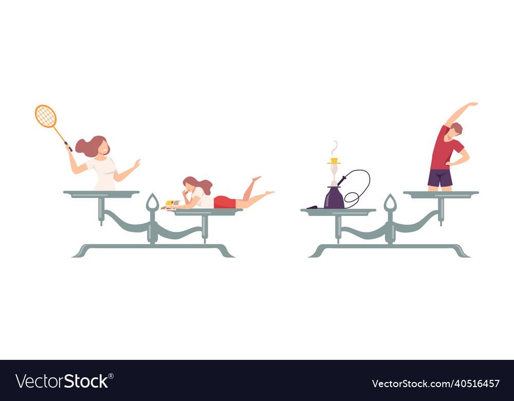 Outbalanced scales with different things of value vector image Outbalanced scales with different things of value