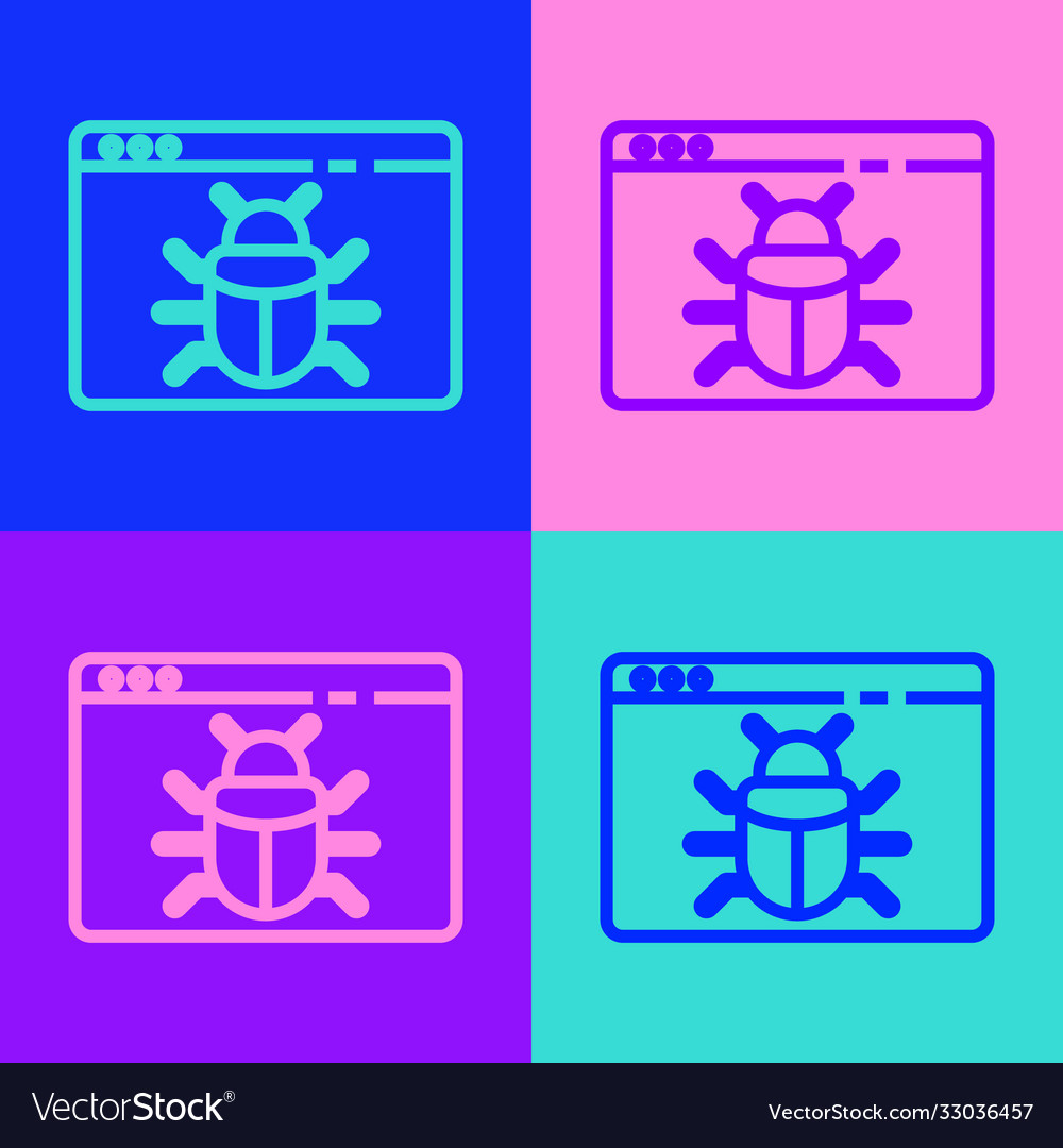 Pop art line system bug concept icon isolated vector image Pop art line system bug concept icon isolated