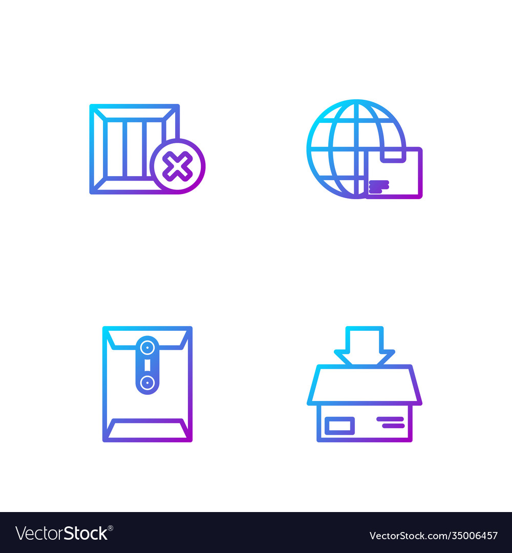 Set Linie Karton Karton Umschlag Holz Vector Image Set Linie Karton Karton Umschlag Holz