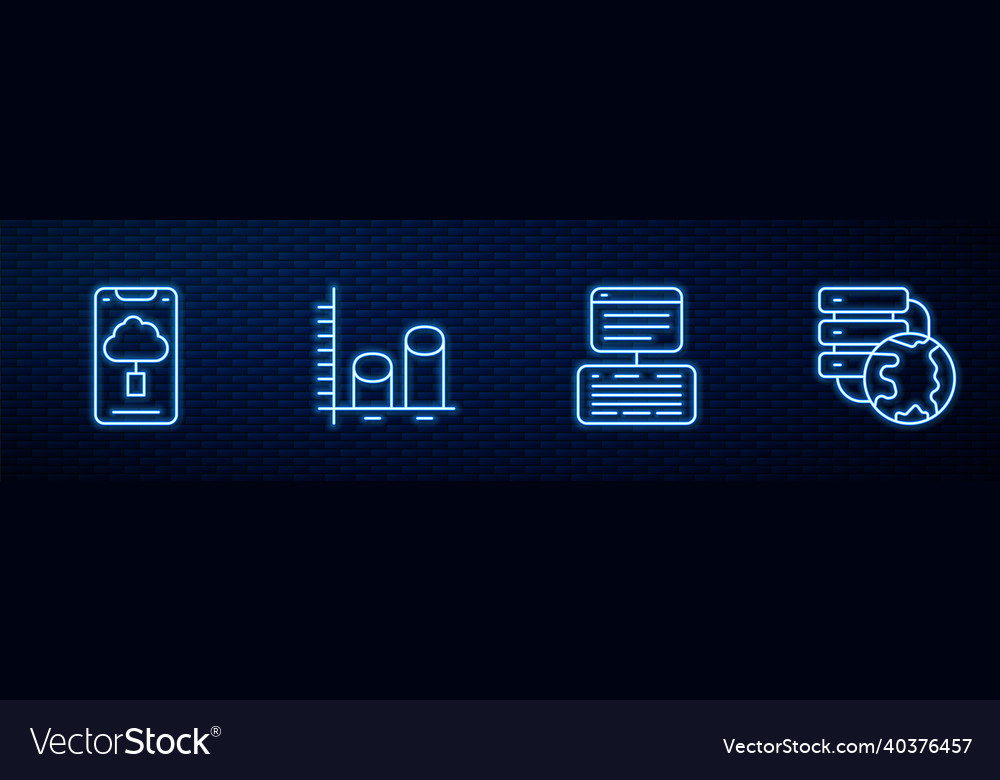 Setzen Sie Zeilenserverdaten Webhosting Cloud vector image Setzen Sie Zeilenserverdaten Webhosting Cloud