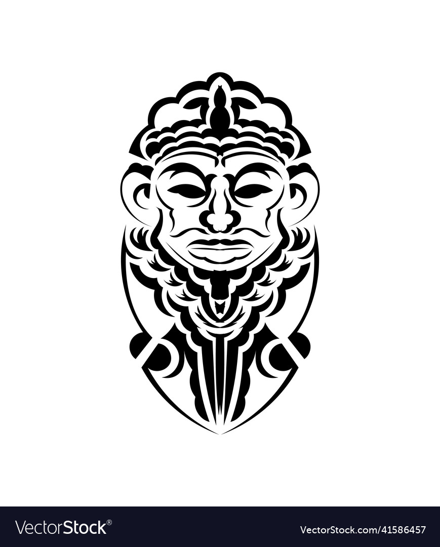 Tribal mask monochrome ethnic patterns black