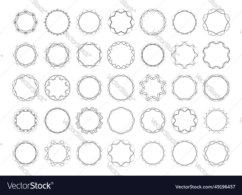 Twisted round calligraphic frames set abstract vector image Twisted round calligraphic frames set abstract