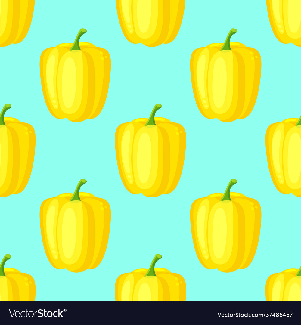 Yellow paprika pepper seamless pattern