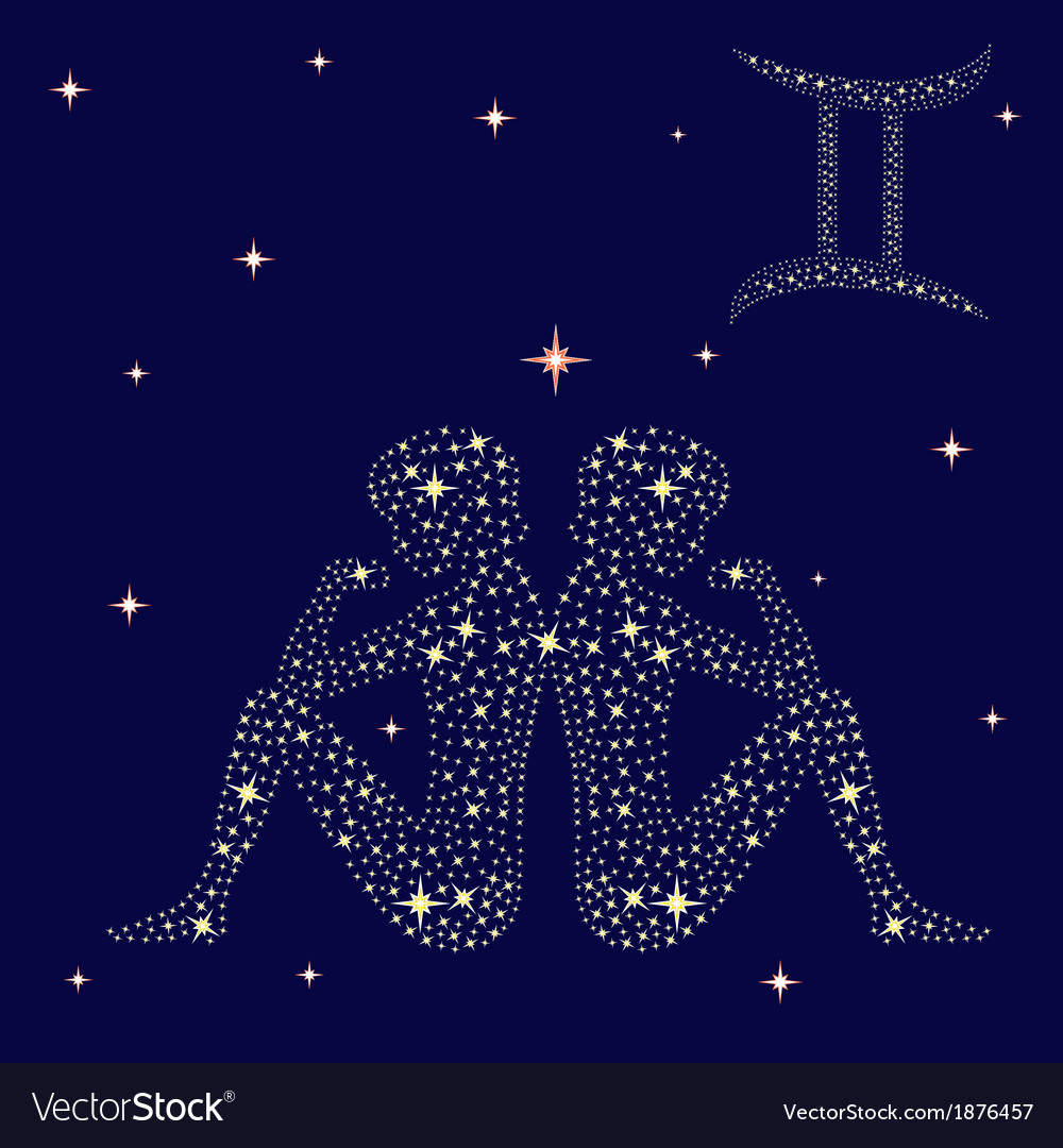 Zodiac sign gemini on the starry sky