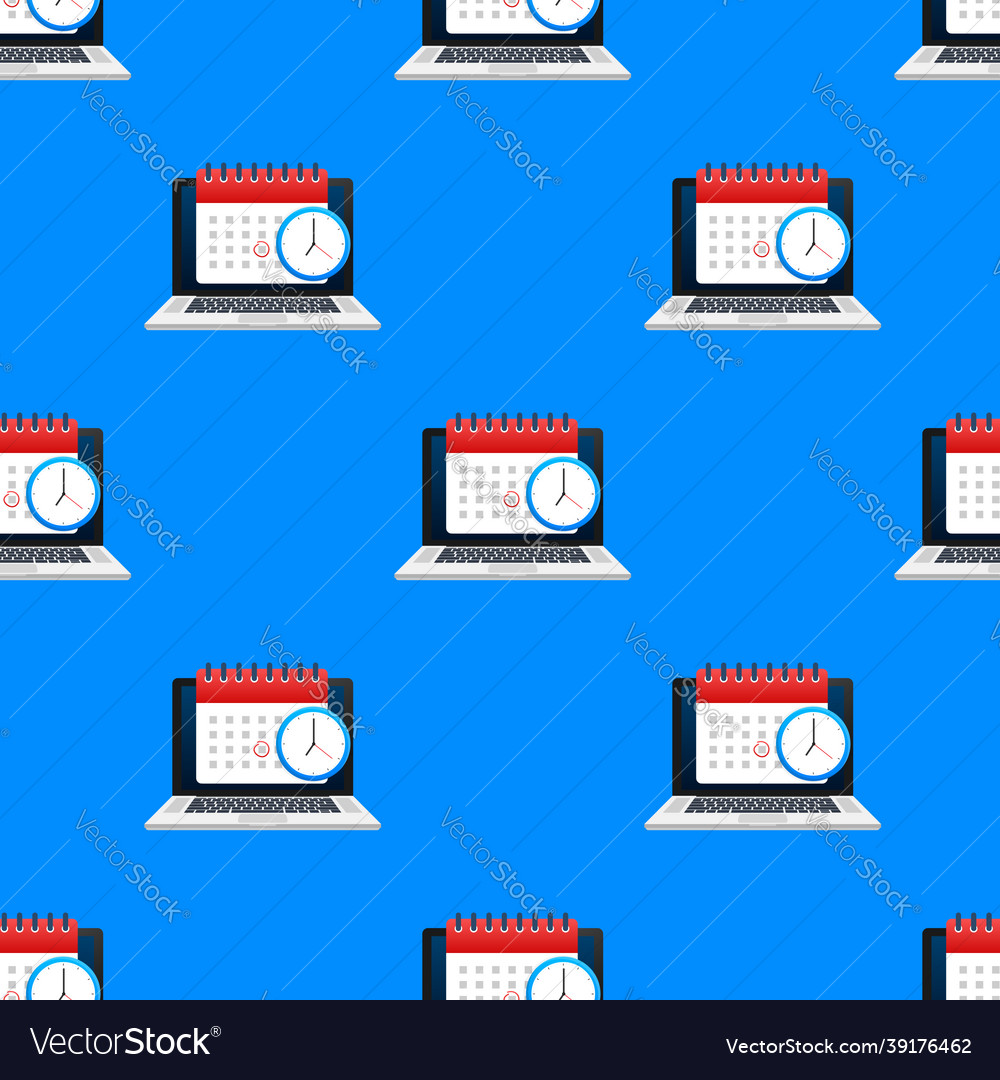 Calendar and clock on laptop screen pattern