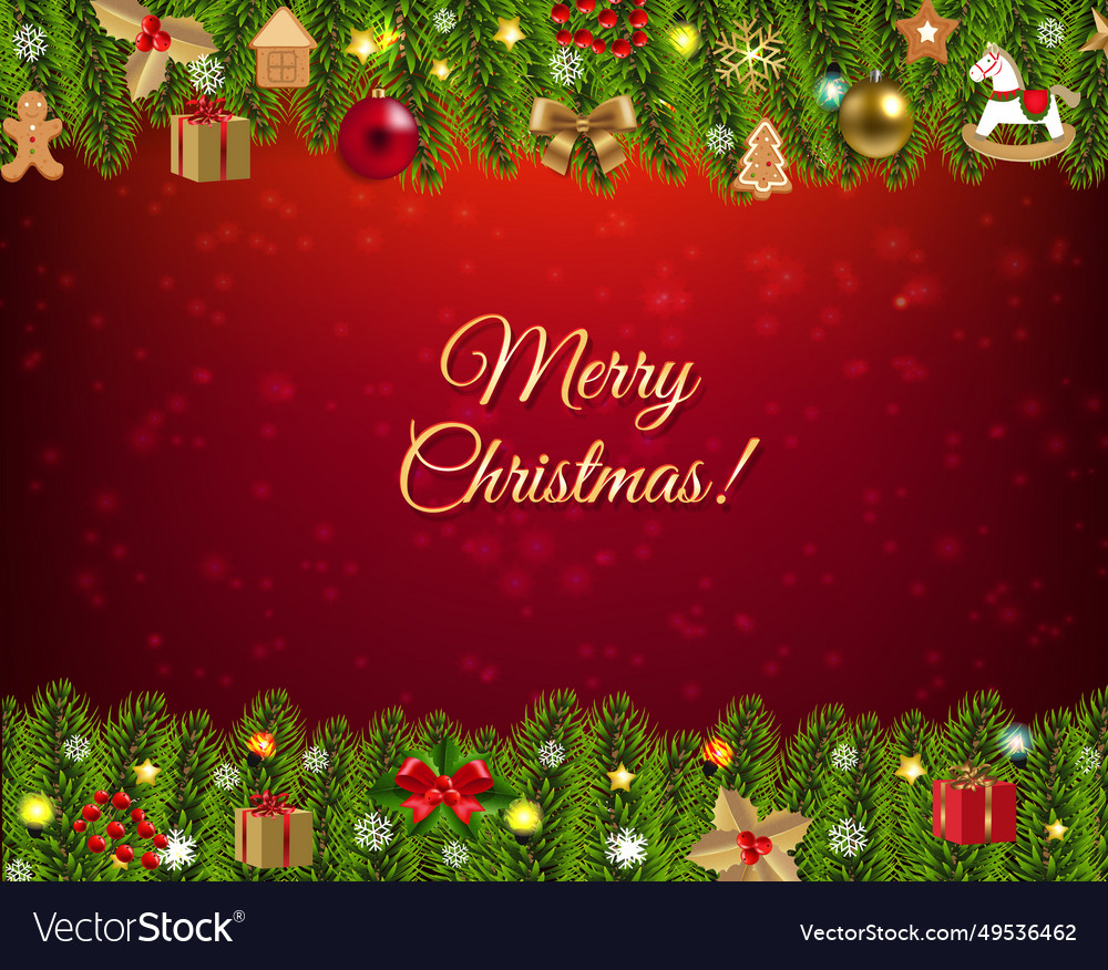 Christmas frame with fir tree card Royalty Free Vector Image