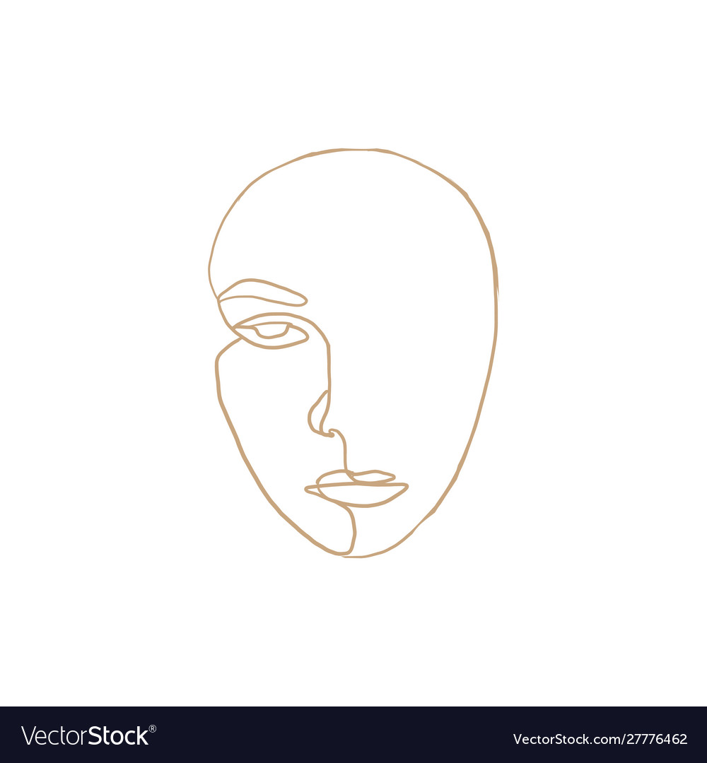 Continuous Line Drawing Beauty Woman Face Vector Image 4770