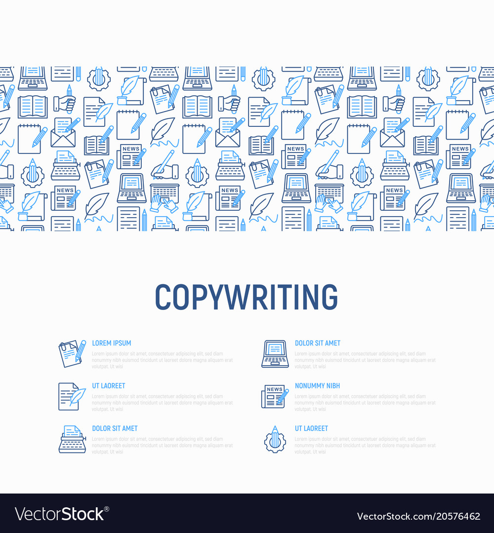 Copywriting concept with thin line icons