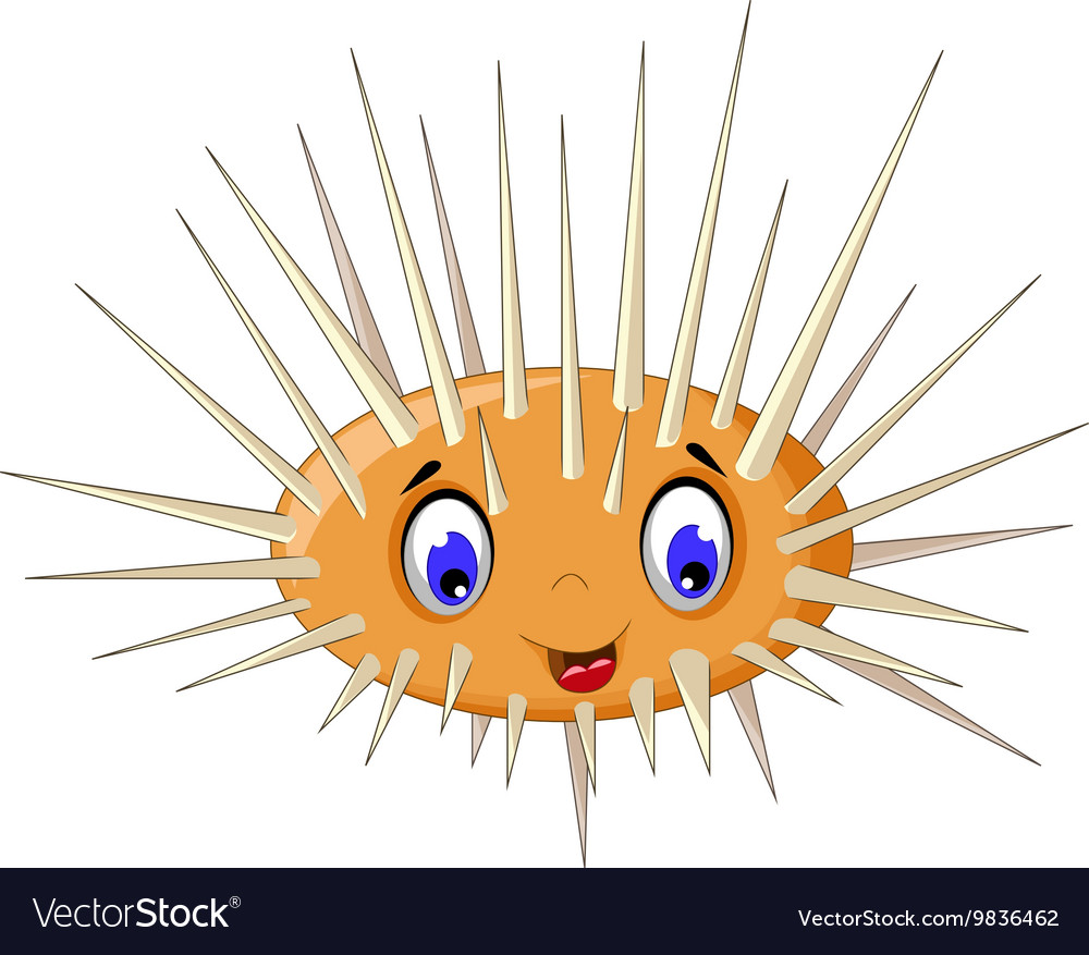 Cute sea urchin smiling Royalty Free Vector Image