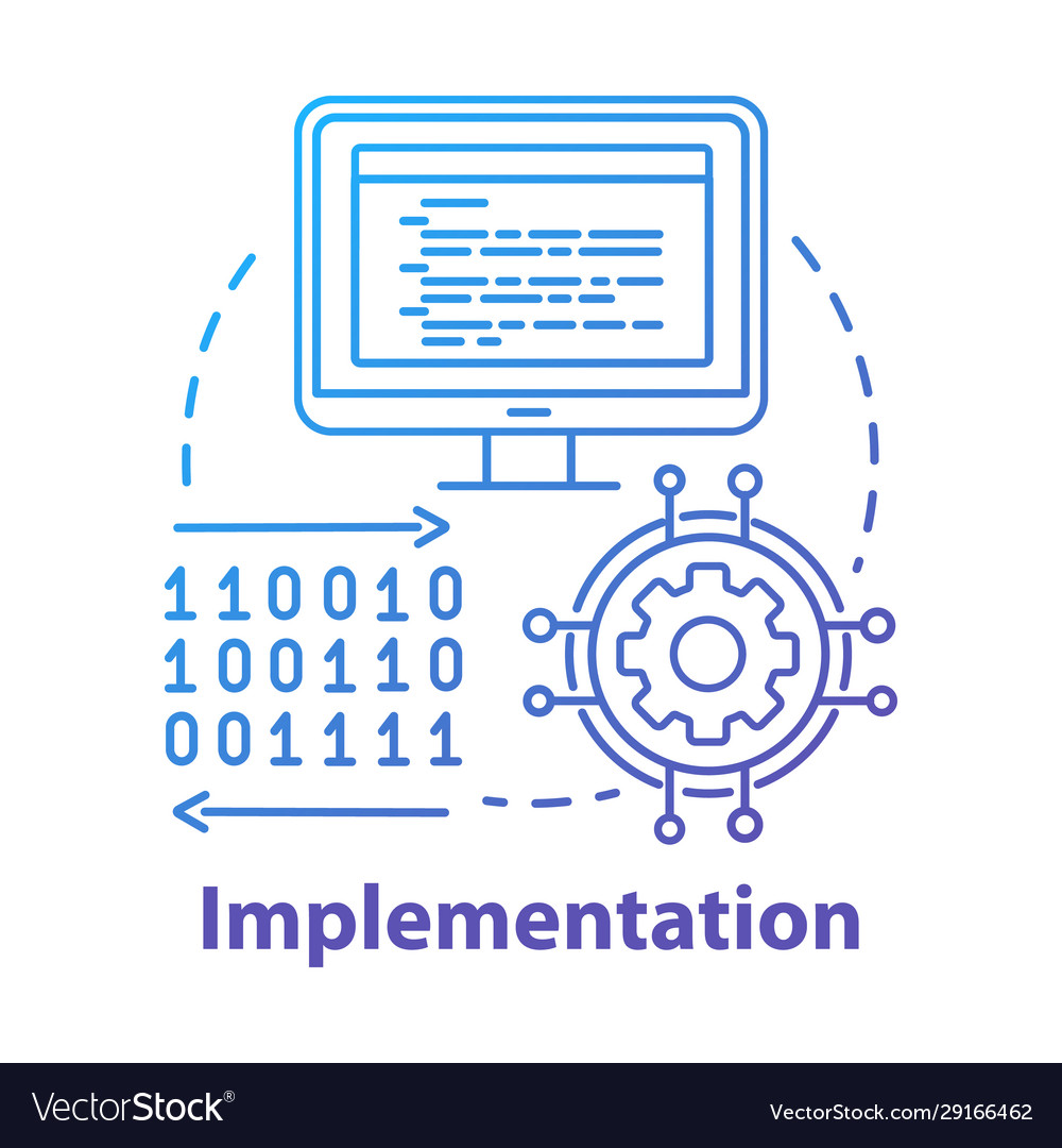 Implementierungskonzept Icon Software Codierung vector image Implementierungskonzept Icon Software Codierung