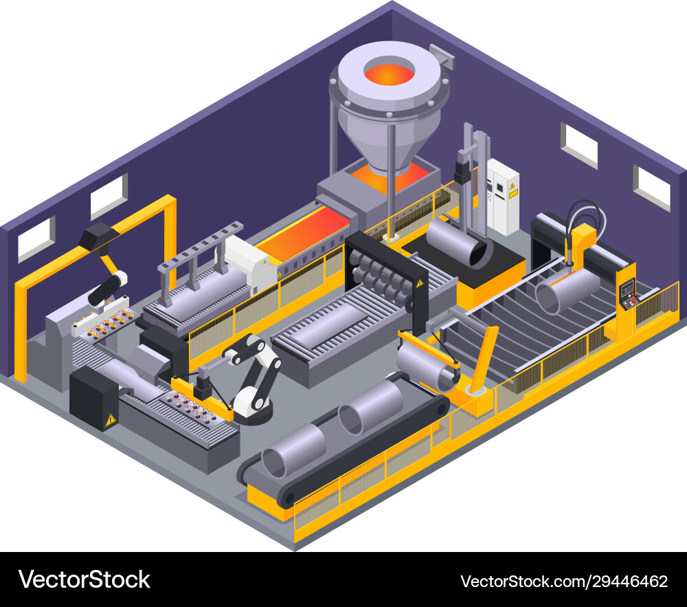 Metalworking isometric composition Royalty Free Vector Image