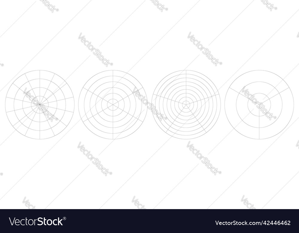 Polar circular grid mesh pie chart graph element vector image Polar circular grid mesh pie chart graph element