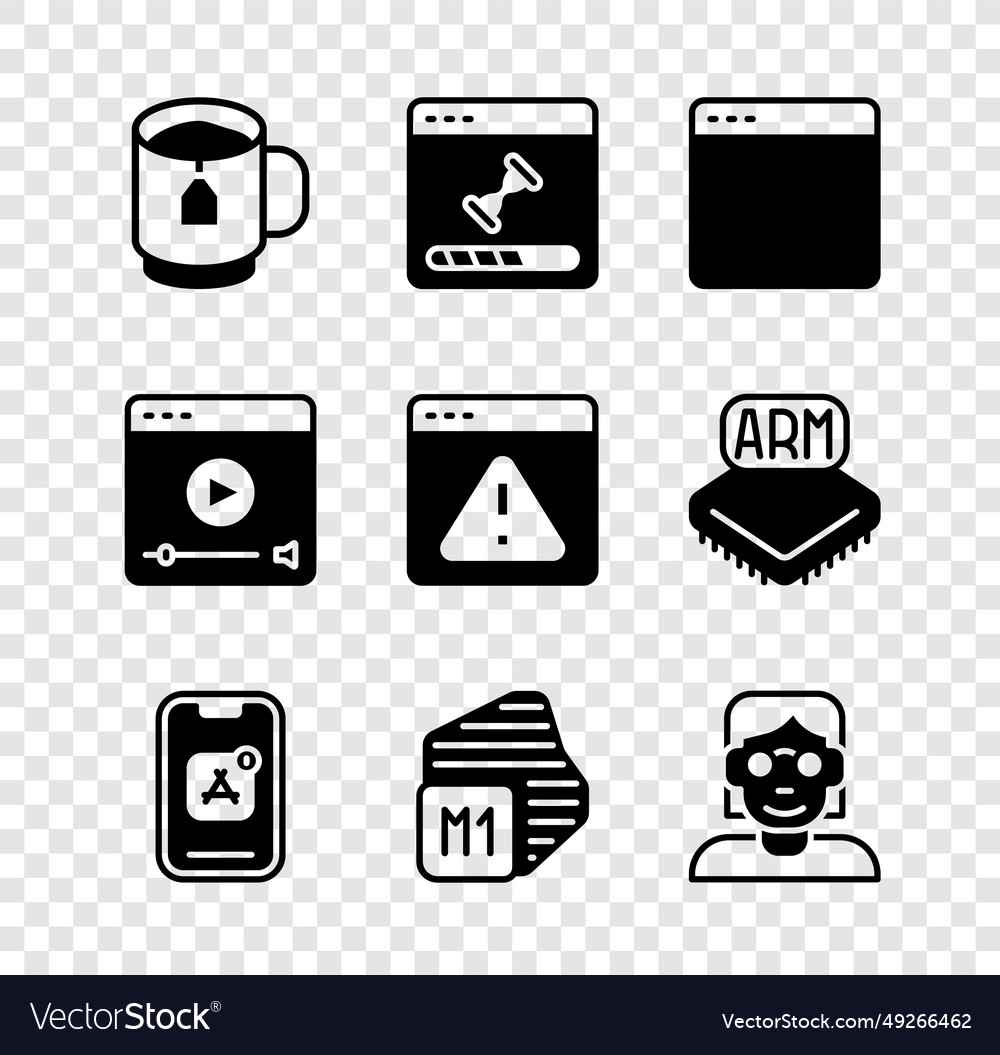 Set cup of tea with bag loading data window vector image Set cup of tea with bag loading data window