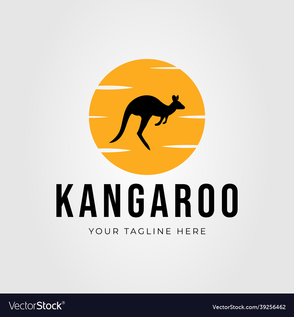 Silhouette kangaroo australia logo design