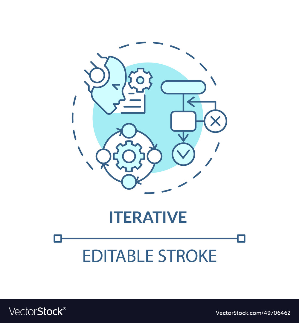 Thin line simple blue iterative icon concept vector image Thin line simple blue iterative icon concept