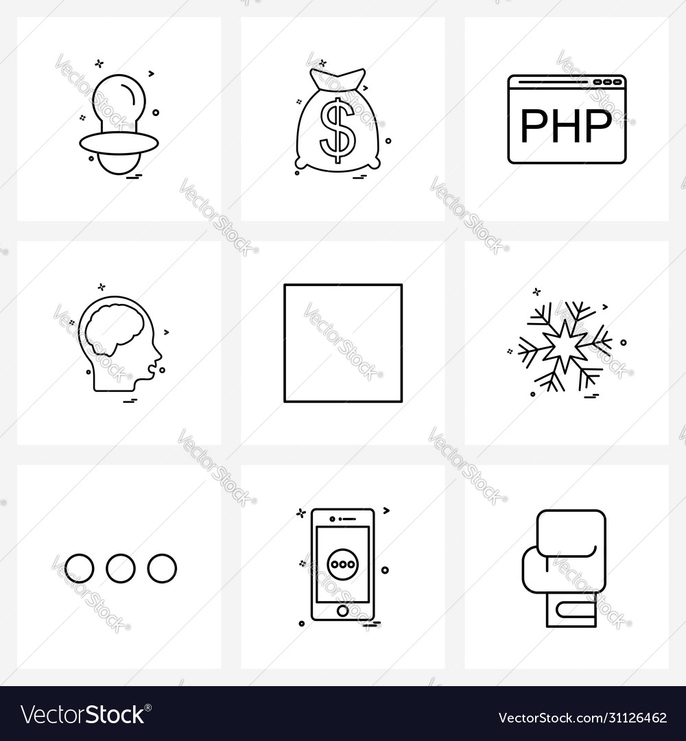 Ui set 9 basic line icons shape box website