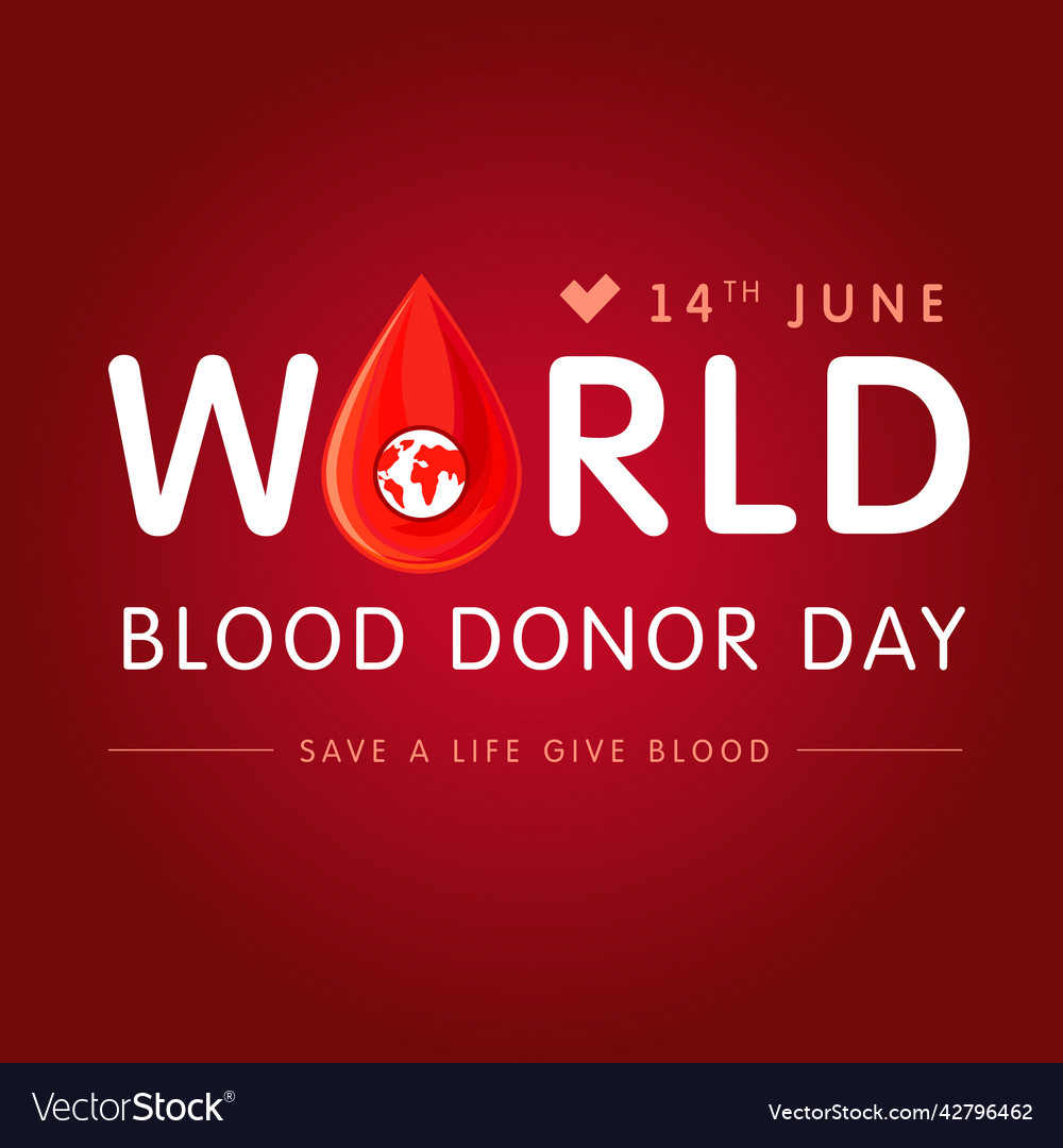 World blood donor day lettering red Royalty Free Vector