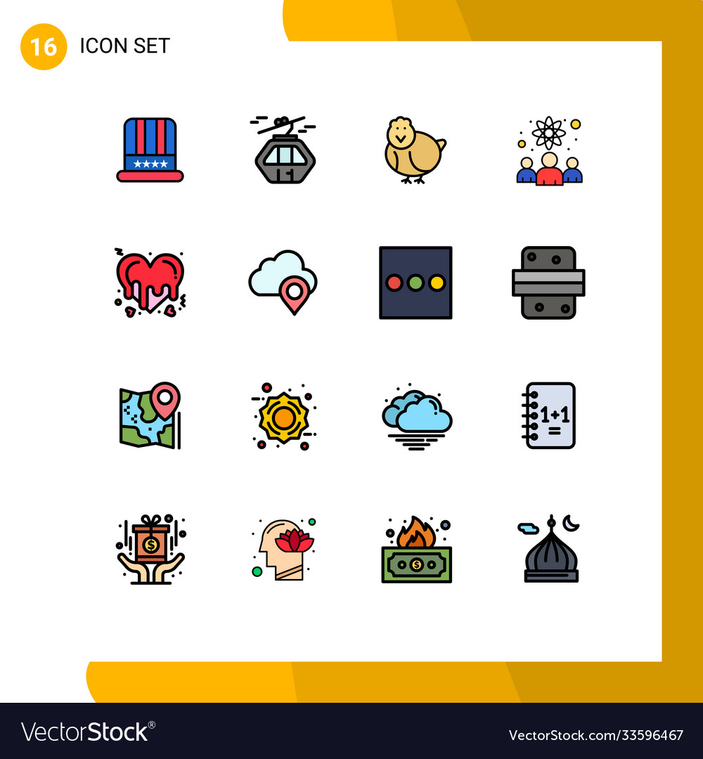 16 universal flat color filled lines set for web