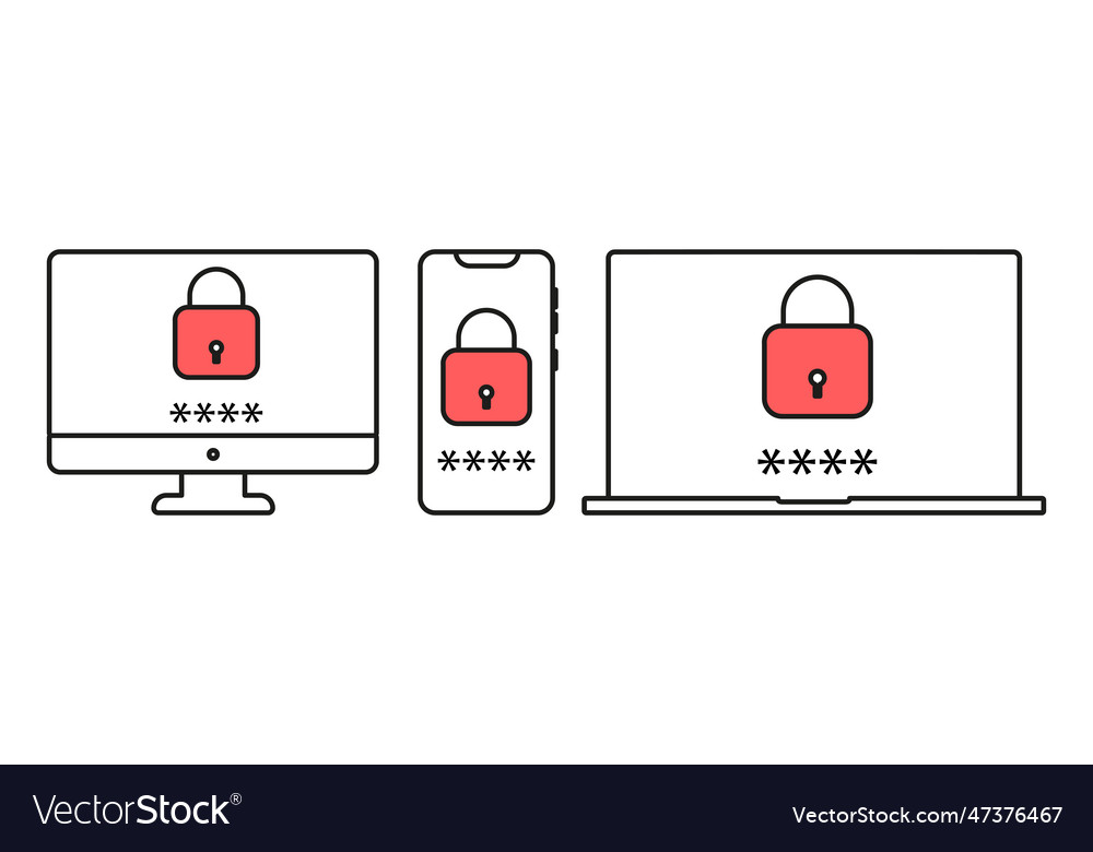 A locked device that requires password phone vector image A locked device that requires password phone