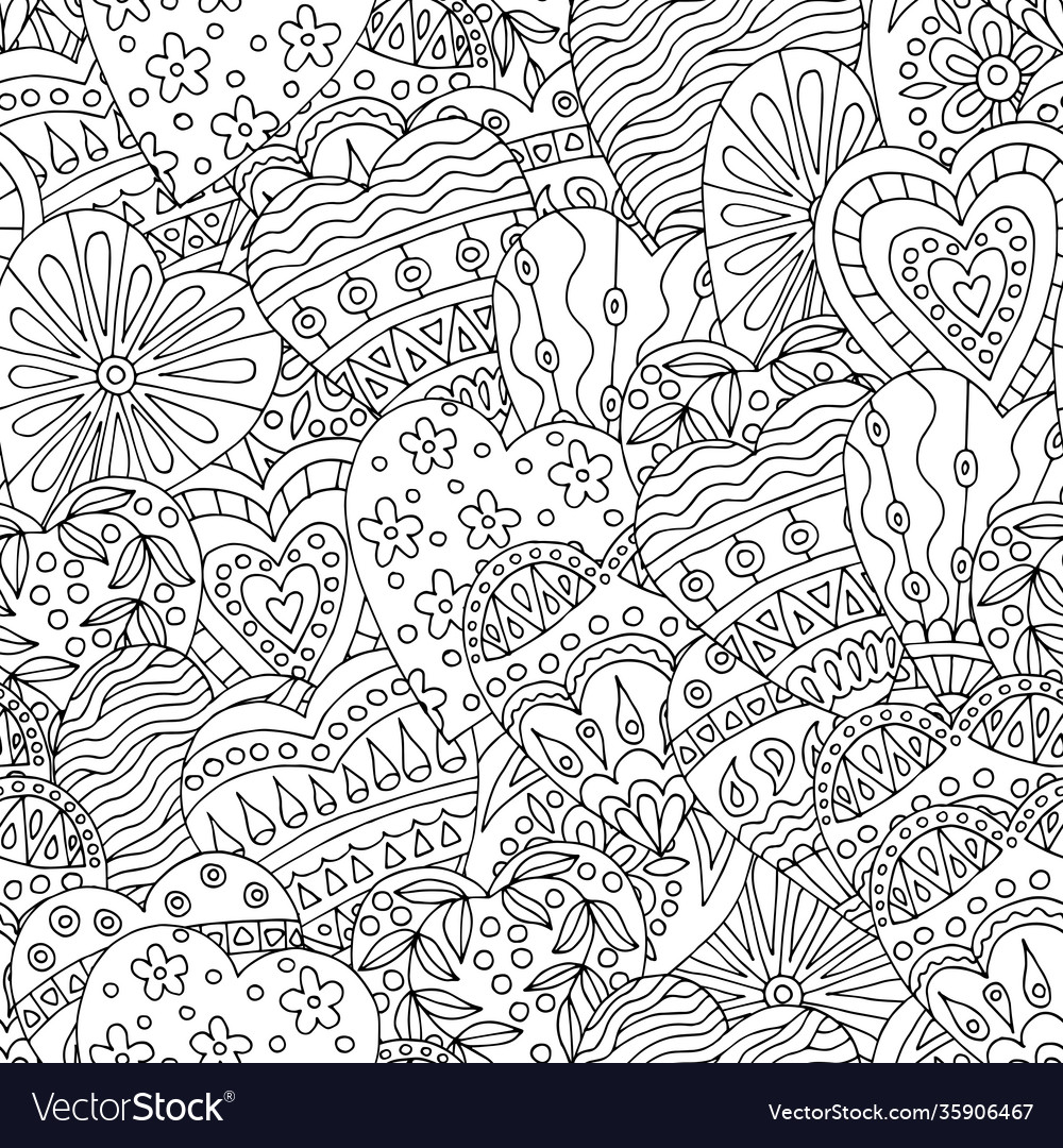 Abstract Heart Doodle Pattern