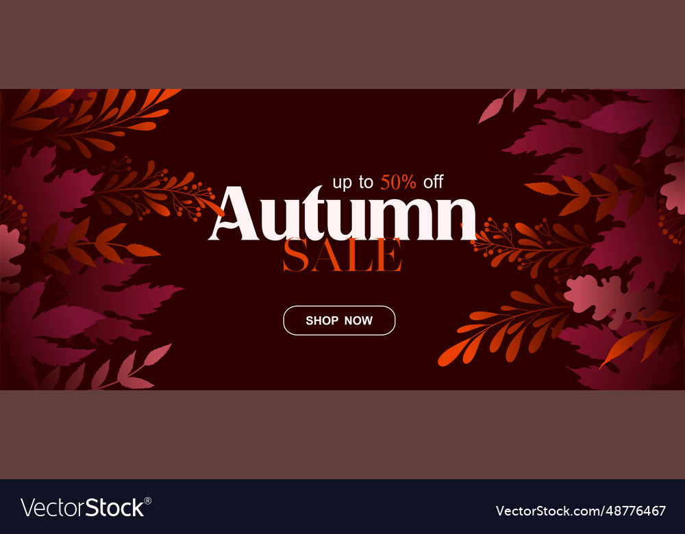 Autumn sale banner template with leaves