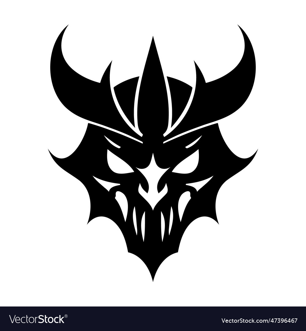 Devil head black and white icon Royalty Free Vector Image