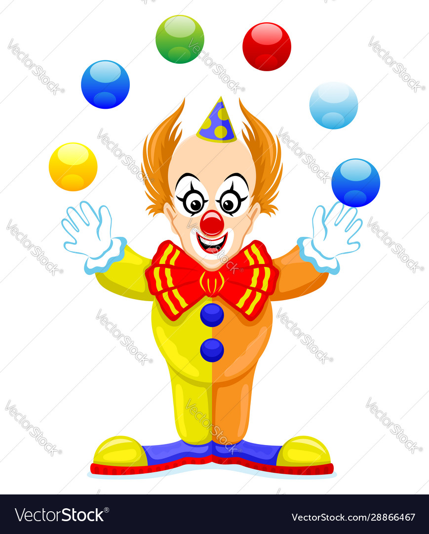 Funny Clown Juggles With Balls Royalty Free Vector Image