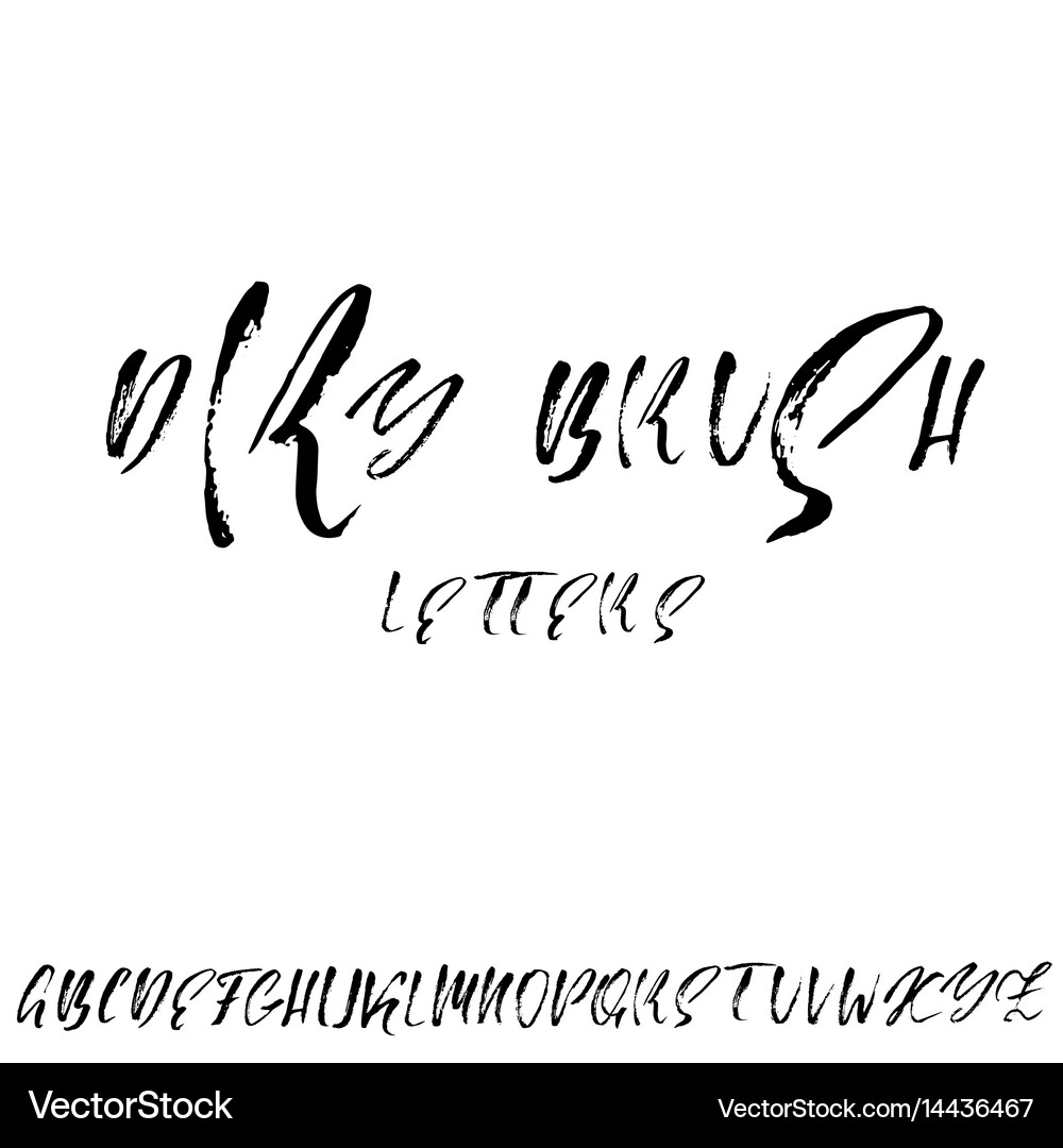Hand drawn dry brush font modern lettering Vector Image
