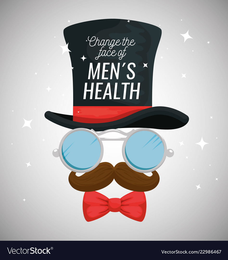 Hat with tie bow and glasses mustache Royalty Free Vector