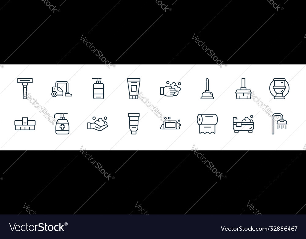 Hygiene line icons linear set quality vector image Hygiene line icons linear set quality
