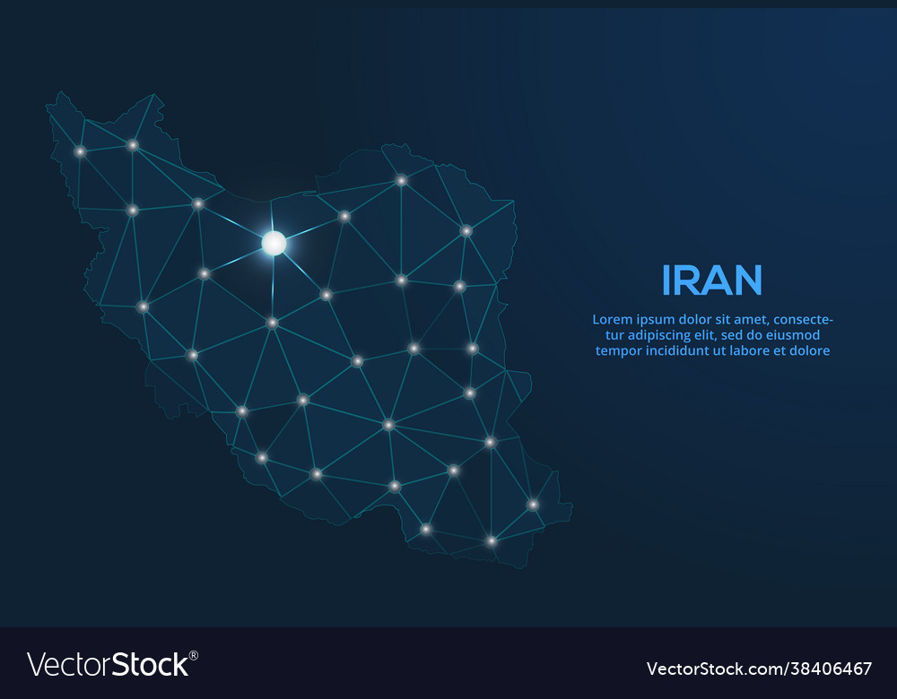 Iran communication network map low poly image