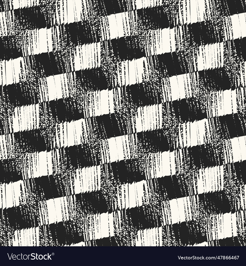 Monochrome glitch effect textured cubes pattern vector image Monochrome glitch effect textured cubes pattern
