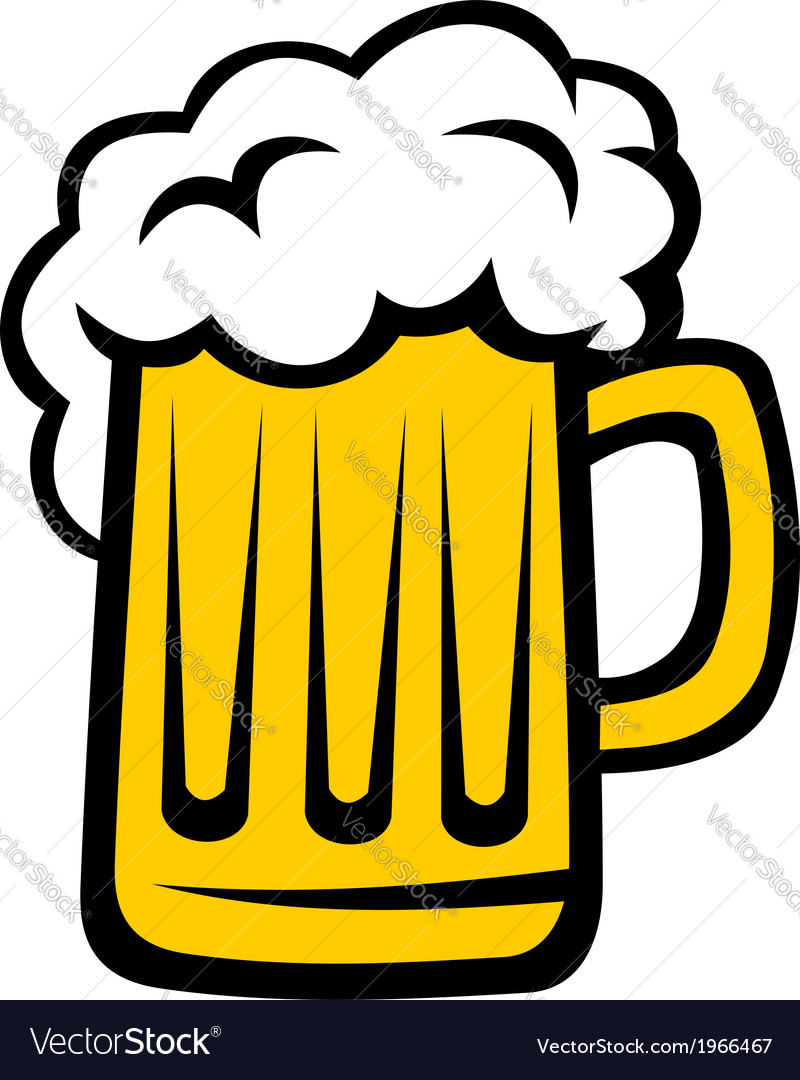 Pint of beer with a big head of froth Royalty Free Vector