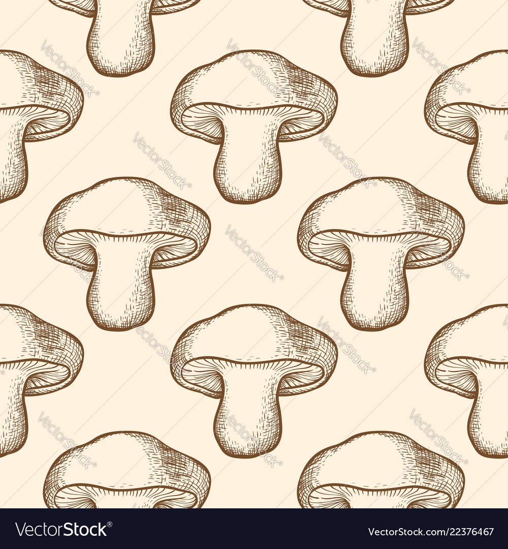 Seamless pattern with forest mushrooms