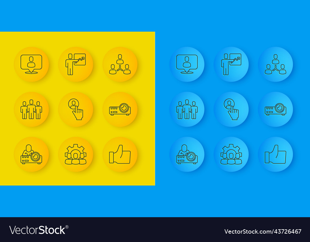 Set line media projector users group head Vector Image Set line media projector users group head