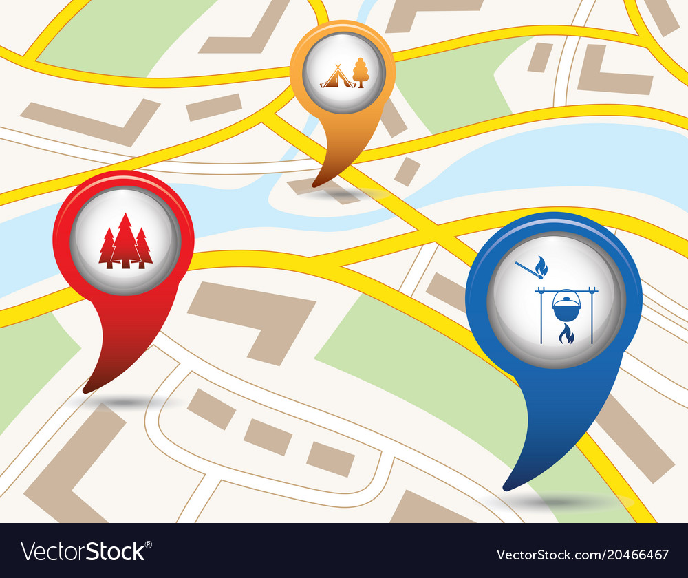 Set of tourism service map pointers
