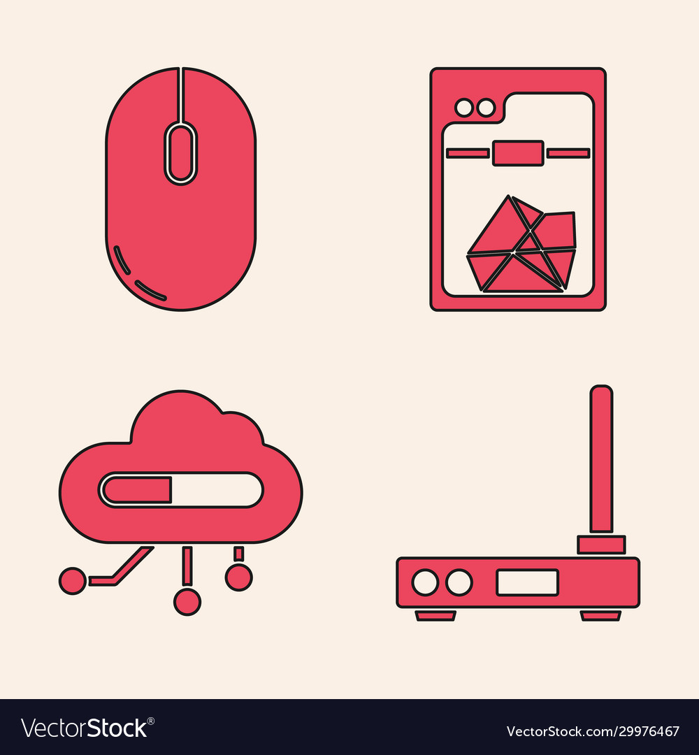 Set router and wi-fi signal computer mouse 3d vector image Set router and wi-fi signal computer mouse 3d