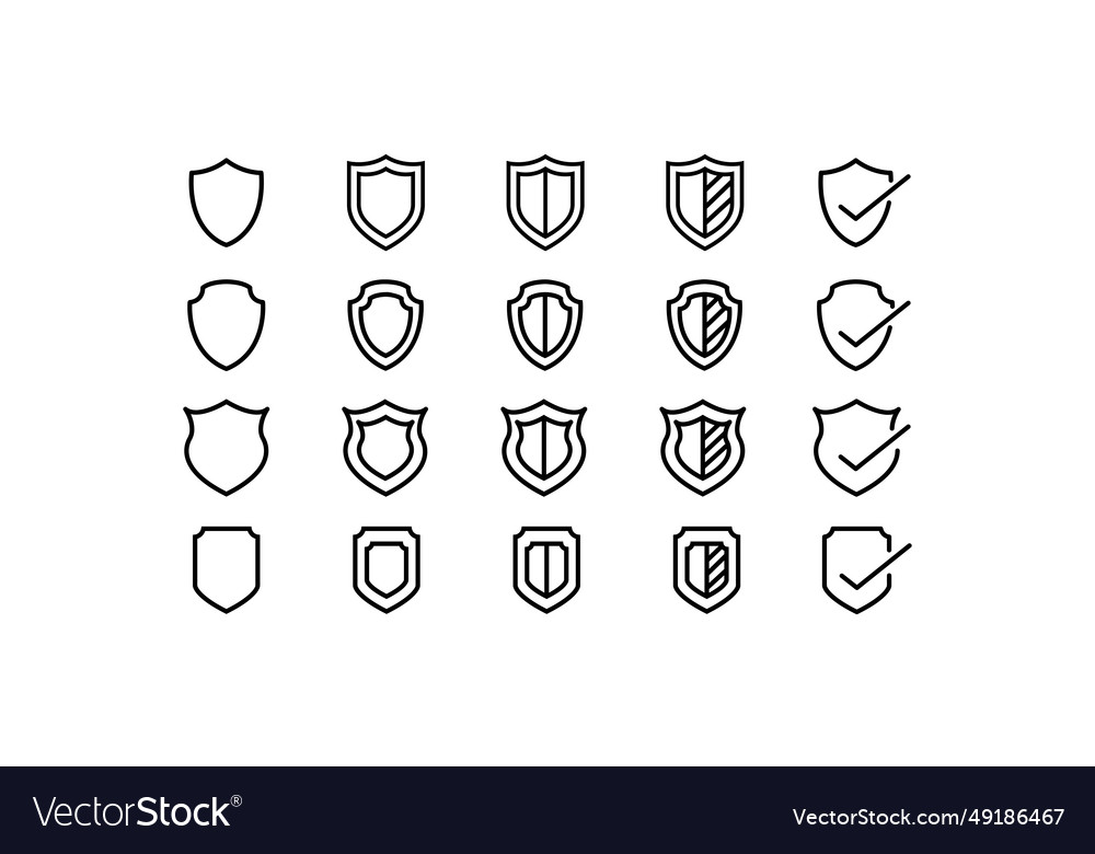 Simple collection of shield related line icons Vector Image Simple collection of shield related line icons