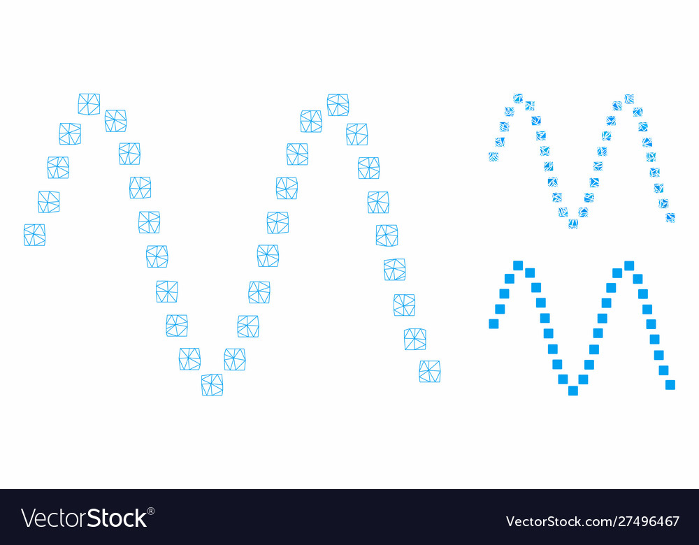 Sinusoid mesh 2d model and triangle mosaic vector image Sinusoid mesh 2d model and triangle mosaic