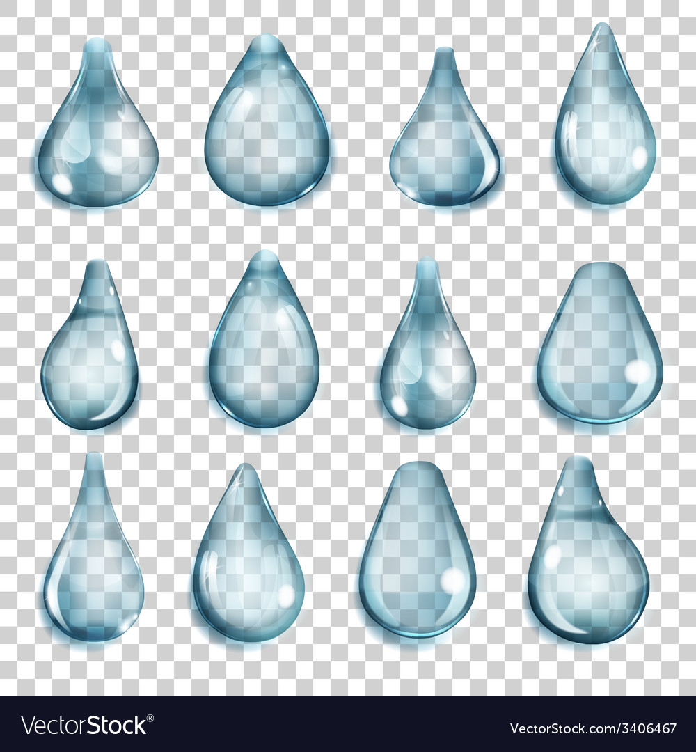 Transparent Blue Drops Royalty Free Vector Image
