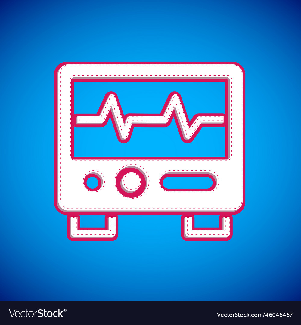 White computer monitor with cardiogram icon vector image White computer monitor with cardiogram icon